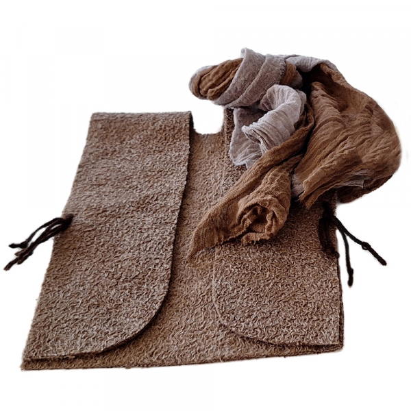 Wollmantel ohne Kleid mit doppelfarbigem Turban